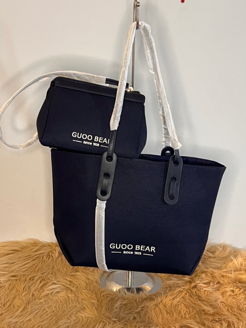 Navy Bear Tote with Matching Pouch - Women Bags - Picture 2 of 4